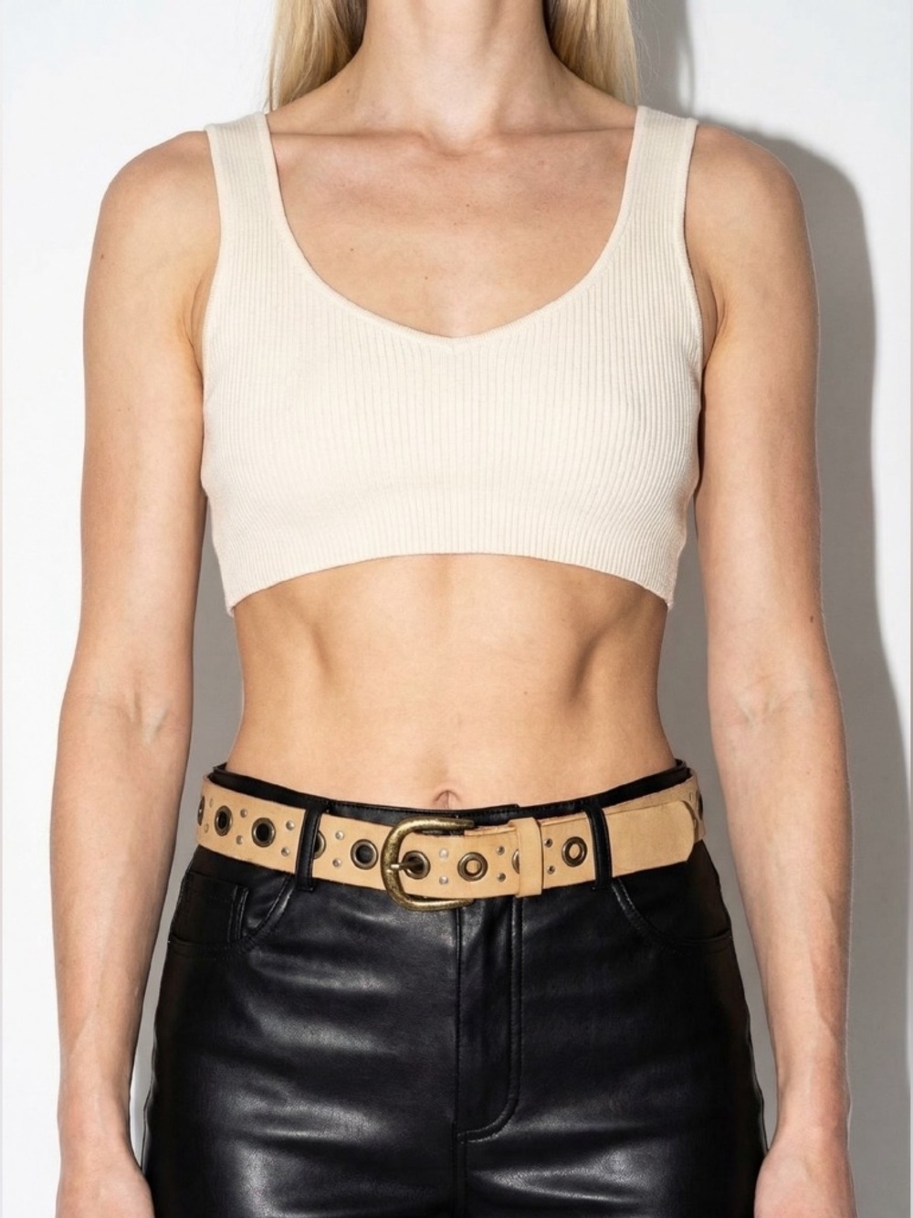 MIL IDEE EYELET LEATHER BELT BRONZE BUCKLE WOMENS
